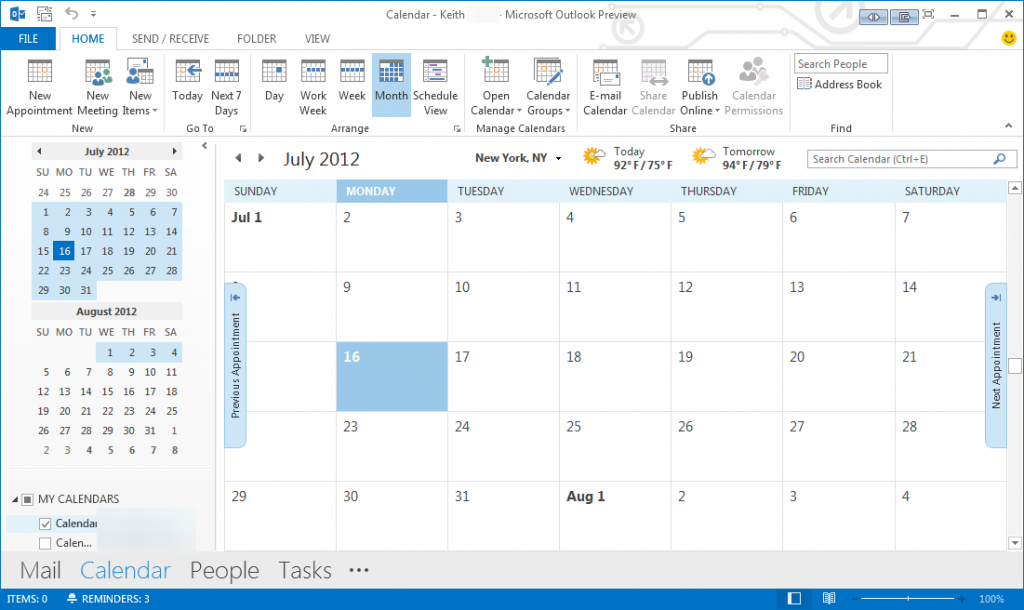 Outlook 2013 Calendar