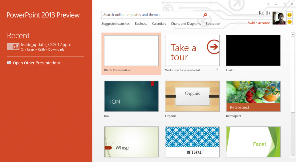 PowerPoint 2013 Home
